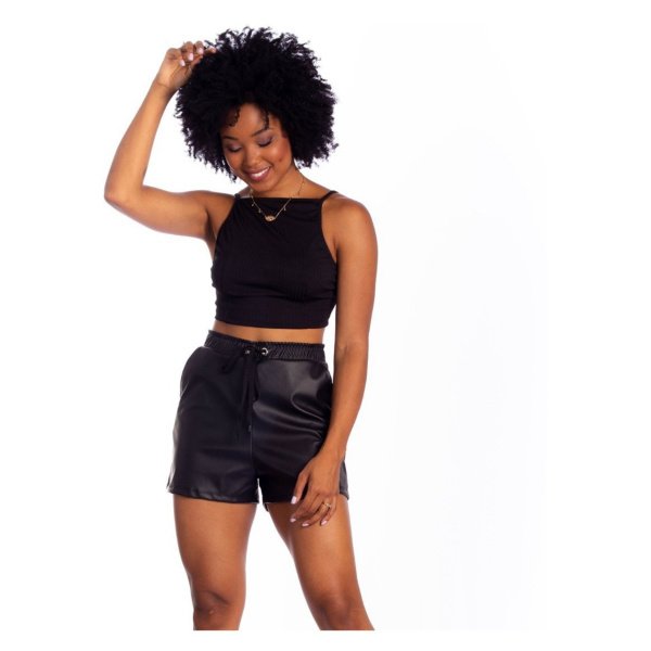 Short Cordão Corino Feminino Plus Size - Imagem 4