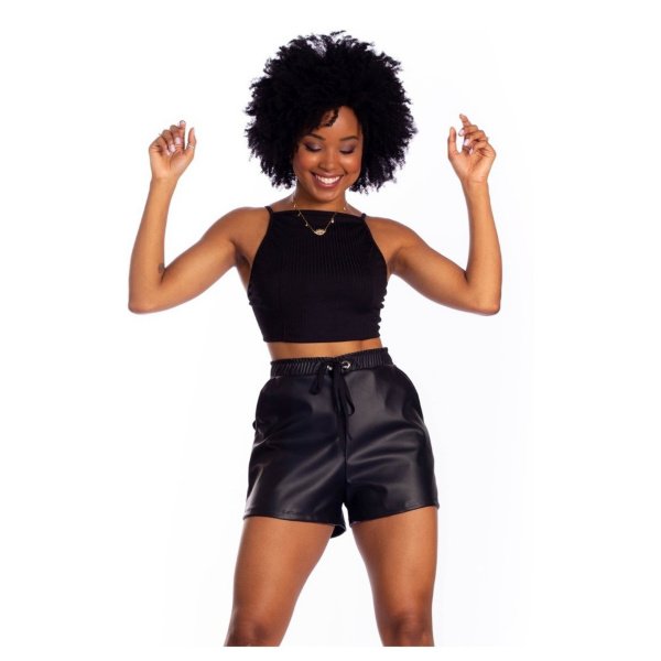 Short Cordão Corino Feminino Plus Size - Imagem 3