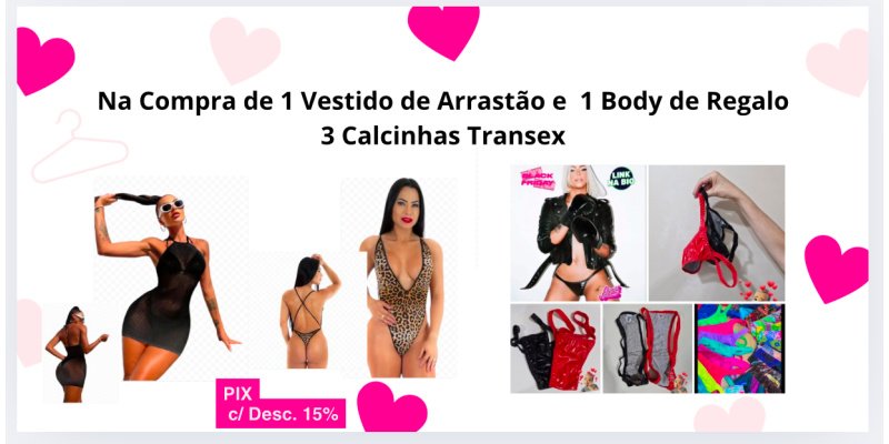 Na Compra de 1 Vestido de Arrastão e 1 Body de Regalo 3 Calcinhas Transex da Estilista Tereza Cabana